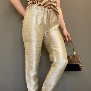 ✨gold metallic J. Crew joggers✨